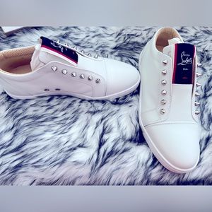 Christian Louboutin White Sneakers with Silver Accents